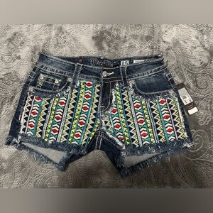 Brand New Miss Me Jeans JW6364H Shorts size 25 “Teal Beauty"